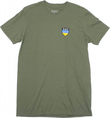 Футболка 5.11 Tactical Shield Ukraine [225] Military Green, M, с рисунком р. M [223] Military Green Heather 