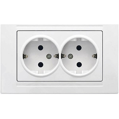 Розетка подвійна із заземленням Gunsan Moderna без шторок білий