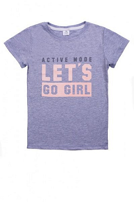 Футболка для девочек Luna Kids с принтом Lets Go Girl р.152 серый меланж 