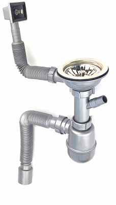 Сифон ScandiSPA пешечный с гофроотводом и переливом KS1150