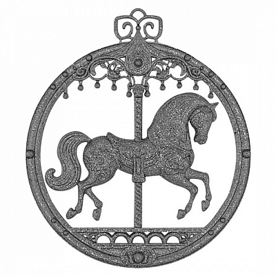 Прикраса новорічна MIS LT Коник-карусель 12 см срібний