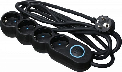 Удлинитель VEA с заземлением 4 гн. черный 3 м VE2S4SBBL-3m 