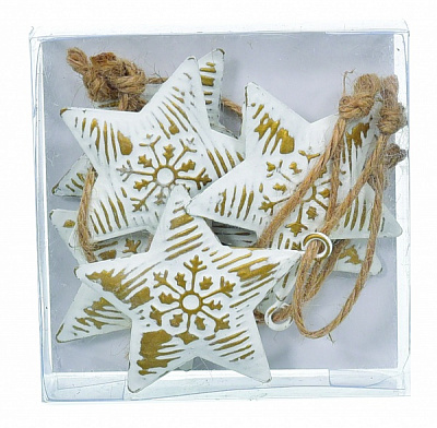 Набір новорічного декору Зірка 6 шт. 8 см біло-золотистий M-793385