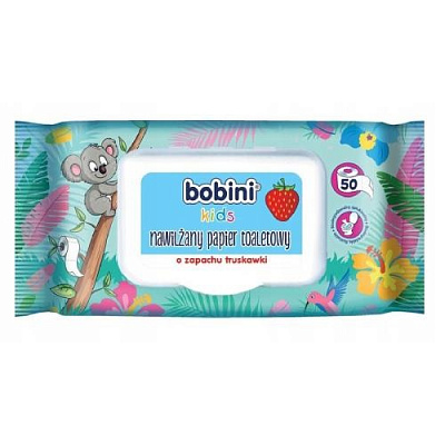 Влажная туалетная бумага Bobini с ароматом клубники KIDS однослойная 50 шт.