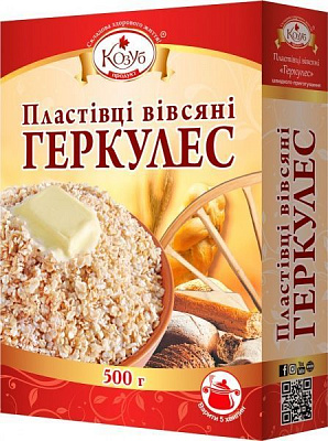 Хлопья овсяные ТМ Козуб Продукт Геркулес в коробке 500 г 4820094536218 