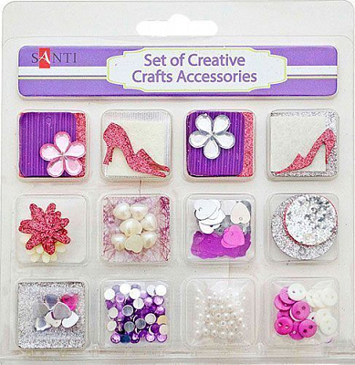Набор декоративных украшений для скрапбукинга фиолетовый 12 шт. Santi