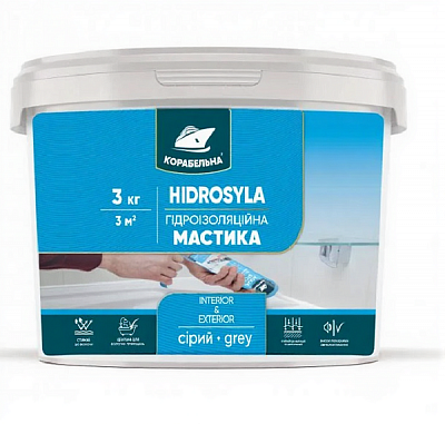 Мастика гидроизоляционная КОРАБЕЛЬНА HІDROSYLA 3 кг 