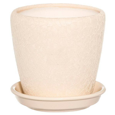 Горшок керамический Ориана-Запорожкерамика Грация №4 шелк бежевый круглый 1,2л бежевый 