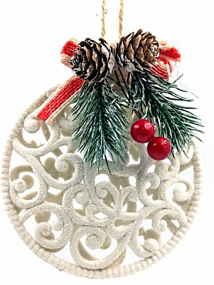 Декоративна підвіска Медальйон 12 см білий