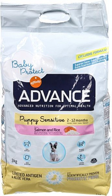 Корм Advance Puppy Sensitive с лососем и рисом 3 кг