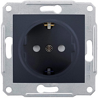 Розетка с заземлением Schneider Electric Sedna 16 А 250 В со шторками графит SDN3000170