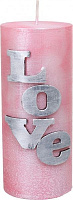 Свічка декоративна Love, d=6,5 см, h=15 см, рожева Pako-If