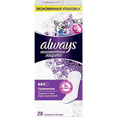 Прокладки ежедневные Always Незаметная защита normal 28 шт.