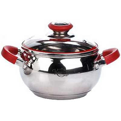 Кастрюля из нержавеющей стали Krauff с красными ручками 4.2 л