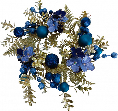 Венок декоративный коллекционный с листьями шарами и цветами d470 мм 23A3146-43