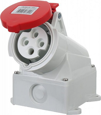 Розетка силовая стационарная с заземлением Expert 3p+PE (114) 380В 16А IP44 серый