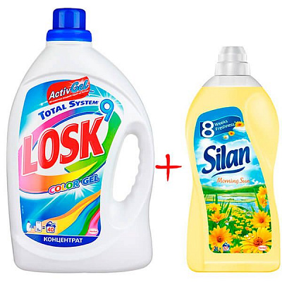 Гель для стирки Losk Color 3 л + Silan Утреннее солнце 2 л