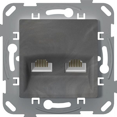 Розетка компьютерная двойная Plank Electrotechnic Classic/Nordic антимикробная базальт PLK0740731