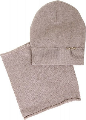 Комплект шапка + снуд Pompona для дівчаток р.52-54 бежевий 20 Z P 51 k