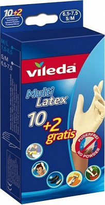 Перчатки латексные Vileda стандартные р.S-M 6 пар/уп. белые 