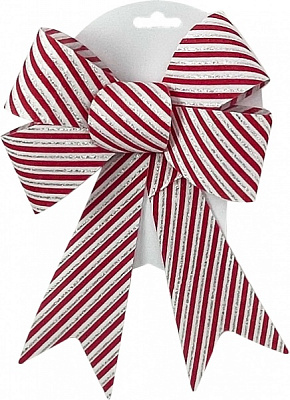 Декорация Бант в полоску 22 см белый с красным SD11-142