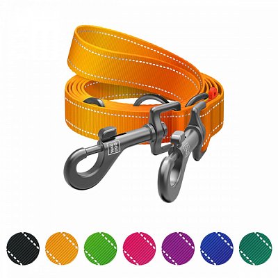 Поводок-перестежка Waudog Nylon Mono светоотражающий М Ш20 мм Д300 см оранжевый