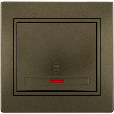 Вимикач прохідний одноклавішний Lezard Mira з підсвіткою 10 А 250В світло-коричневий