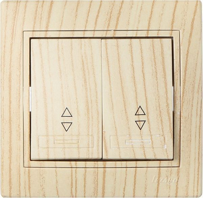 Перемикач прохідний двоклавішний Lezard Mira без підсвітки 220В дуб вибілений матовий 701-5252-106