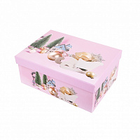 Коробка подарочная розовая новогодняя 1110229404 25х18 см