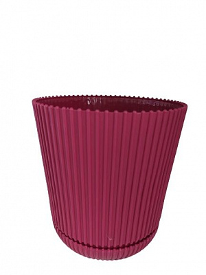 Горшок пластиковый ММ-Пласт з подставкой Гелиос, диаметр 15 см круглый 1,75 л бордовый 