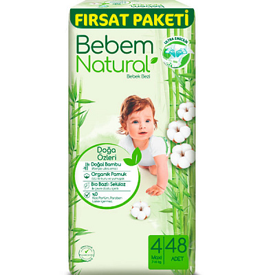 Подгузники BEBEM Natural Maxi 4 7-14 кг 48 шт.