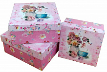 Коробка подарункова Happycom International 20х20х9,5см зі спецэффектом і зображенням квітів