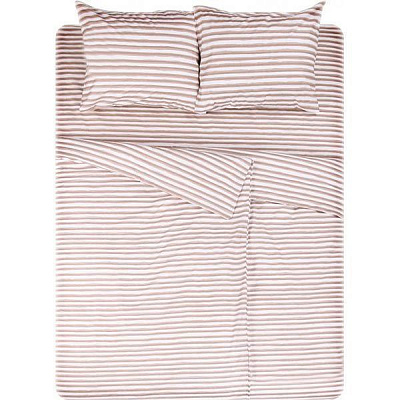 Комплект постельного белья Полоска Акварель семейный бежевый UP! (Underprice) 
