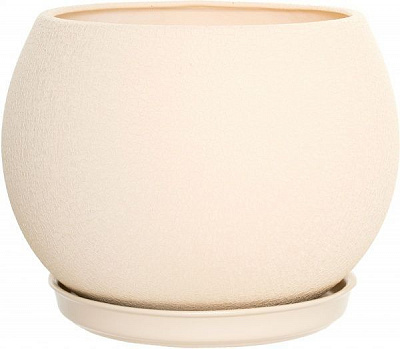 Горшок керамический Ориана-Запорожкерамика Шар шелк круглый 9л бежевый (037-0-089) 