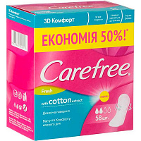 Прокладки ежедневные Carefree Fresh with cotton extract normal 58 шт
