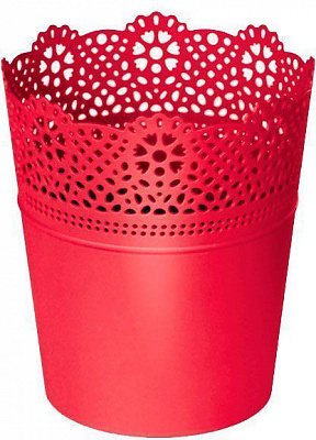 Кашпо пластикове Prosperplast Lace круглий 1,6л малиновий (78977-207)