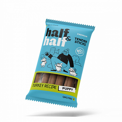 Лакомство для щенков Half&Half мясные палочки индейка 100 г