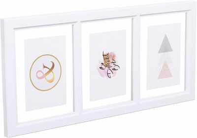 Фотоколлаж Трипл 50,5х24х2 см 3 фото 10x15 см белый 