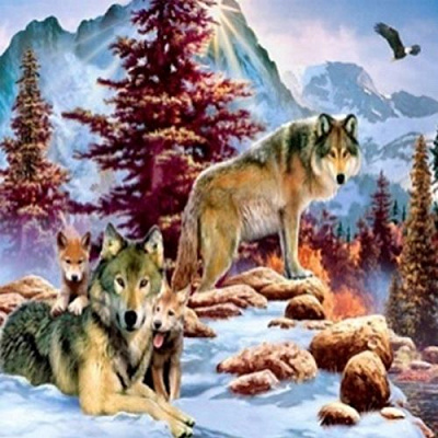 Набір для творчості зі стразами на підрамнику Володарі лісу 30x30 см Діамантові ручки