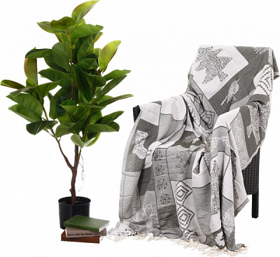 Плед дизайн 8 Рождественская коллекция 140x200 см серый с рисунком Ярослав 