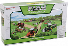 Ігровий набір Shantou х9 шт. фермерський трактор з причепом і фігурками зелений JY238798