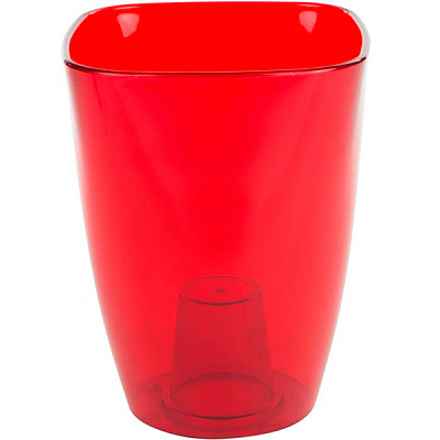 Кашпо пластикове Lamela Флора квадратний 2,7л червоний (378)