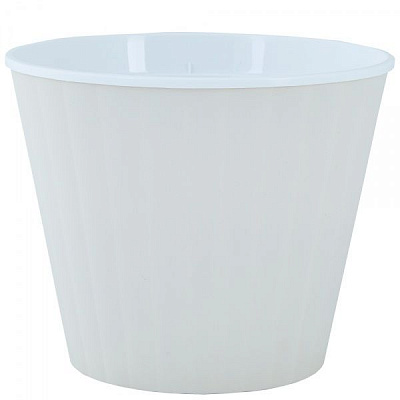 Горщик пластиковий Алеана Ібіс з подвійним дном круглий біла троянда/білий (114034)