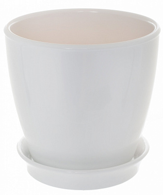 Горщик кераміка ВК круглий глянець білий 1 л Shynkar&KO