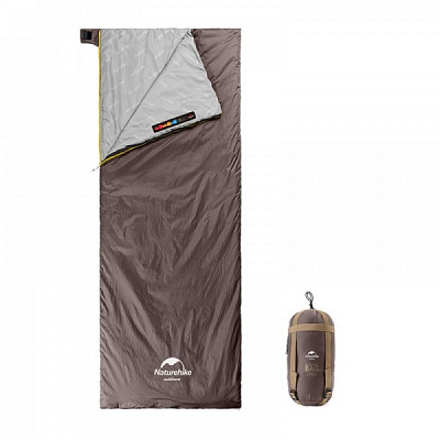 Спальный мешок Naturehike сверхлегкий Lightweight Summer LW180 NH21MSD09, (-3 до +15°C), p. XL, коричневый, 205*85см