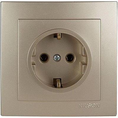 Розетка Nilson Touran 24151017 с заземлением золото