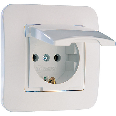 Розетка с заземлением Makel Lillium Natural с крышкой белый 55029