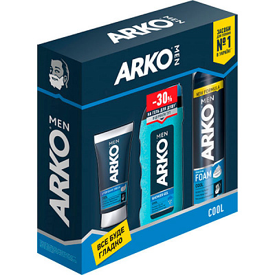 Подарочный набор Arko Men Cool 1749 гель для душа, пена и крем
