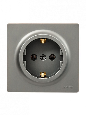 Розетка накладная бытовая с заземлением Lezard LETO IP20 платина 752-3500-122B