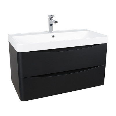 Тумба консольна Aqua Rodos Vista Black-Matt з умивальником Deep 90 см